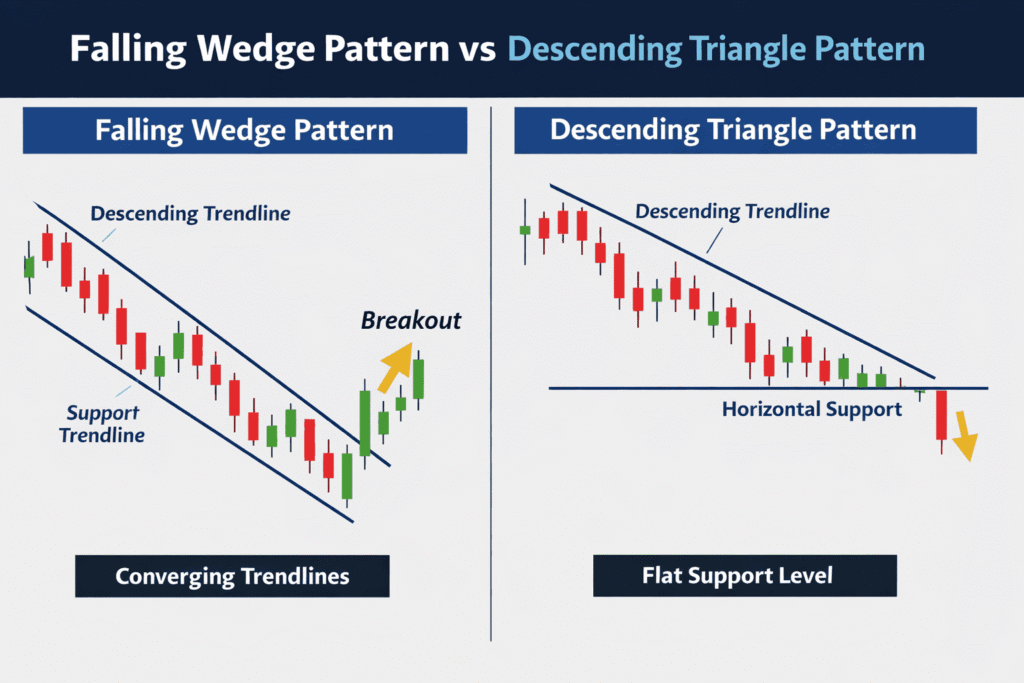 Falling wedge Pattern VS Descending Triangle Pattern